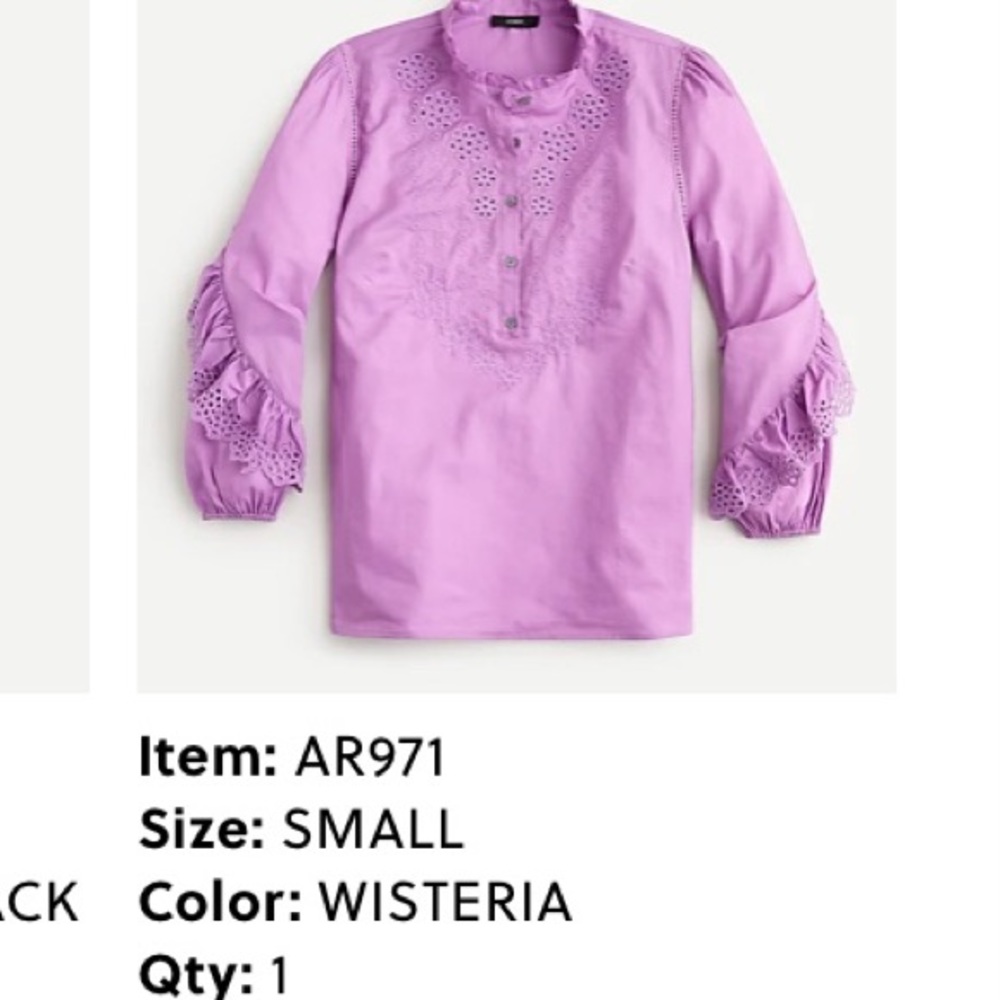 J CREW Ruffle-sleeve top with embroidered eyelet